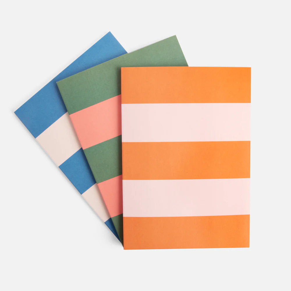 Caroline Gardner Multi Stripe Set of 3 Soft Cover Notebooks